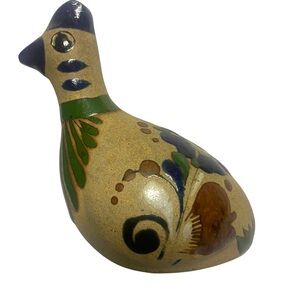 Vintage Mexican Tonala Hand Painted Pottery Bird